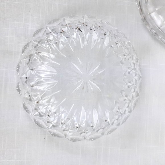 Val St Lambert Crystal Glass Covered Candy Dish Thistle Pineapple Finial Signed - Picture 9 of 12